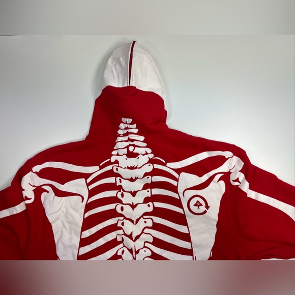 VTG LRG Dead Serious Skeleton Skull Hoodie Lifted Research Group RED YE RARE 4XL - Picture 16 of 16